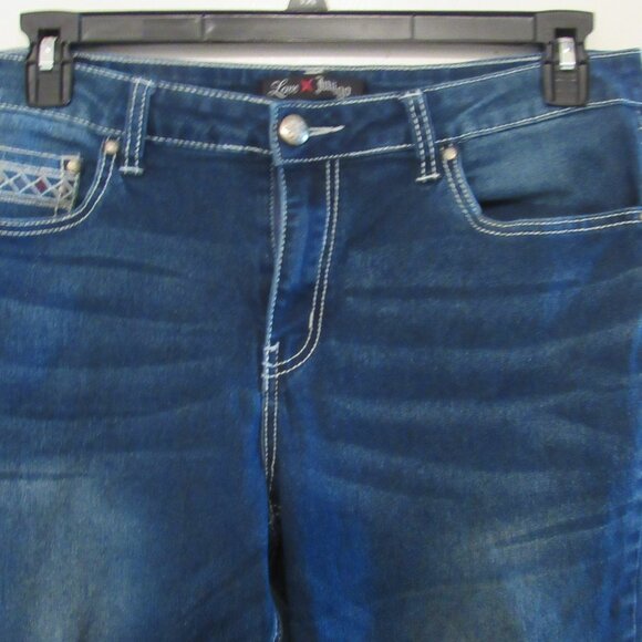 Love Indigo Western Bootcut Jeans Womens14 Blue Embroidered Button Flap Pockets - Picture 3 of 11